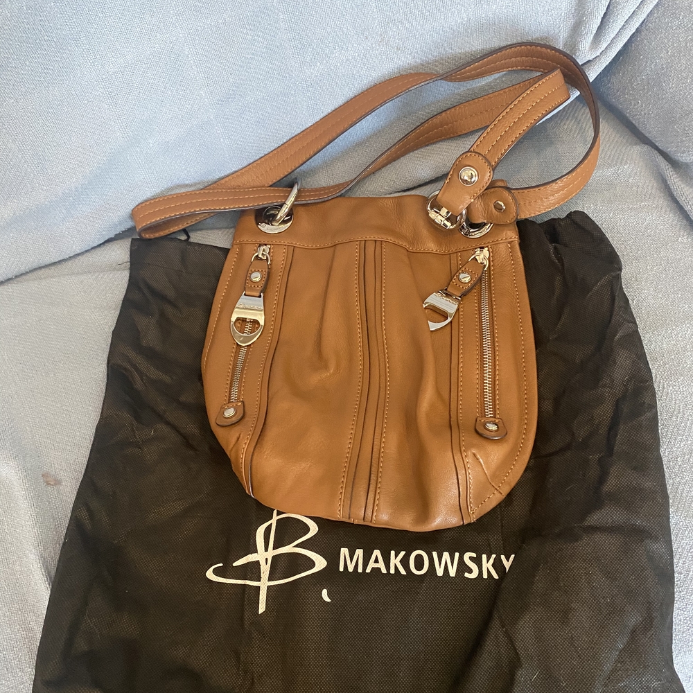 B. Makowsky Brown Leather Shoulder Bag